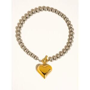 Raissa 18K Gold Non-Tarnish Two Tone Heart Necklace